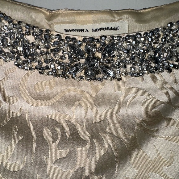 Gorgeous Brocade and Jewel Collared Dress Vintage Banana Republic Size 2 - Picture 10 of 14